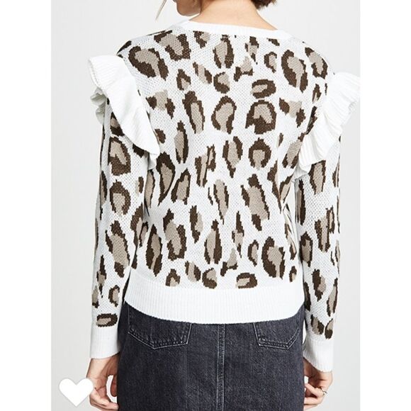 Chaser Leopard Jacquard Ruffle Cardigan - Picture 4 of 8